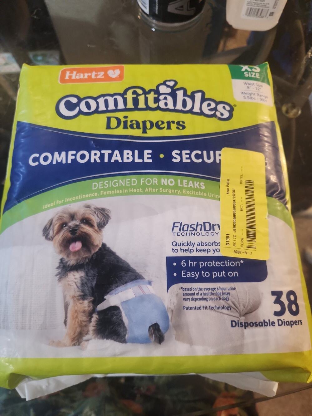 Hartz Disposable Dog Diapers w/ Flashdry Gel Technology (XS 5.5-9lbs), 38 Count